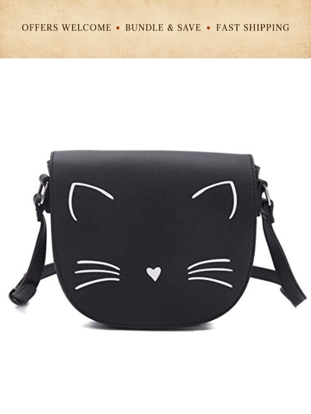Small Cat Crossbody Bag Synthetic Leather Sling Purse for Teens Women